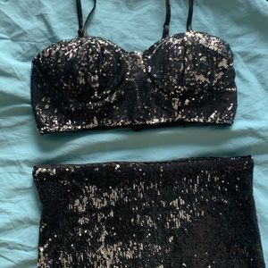 Black Two Piece Sequin Outfit